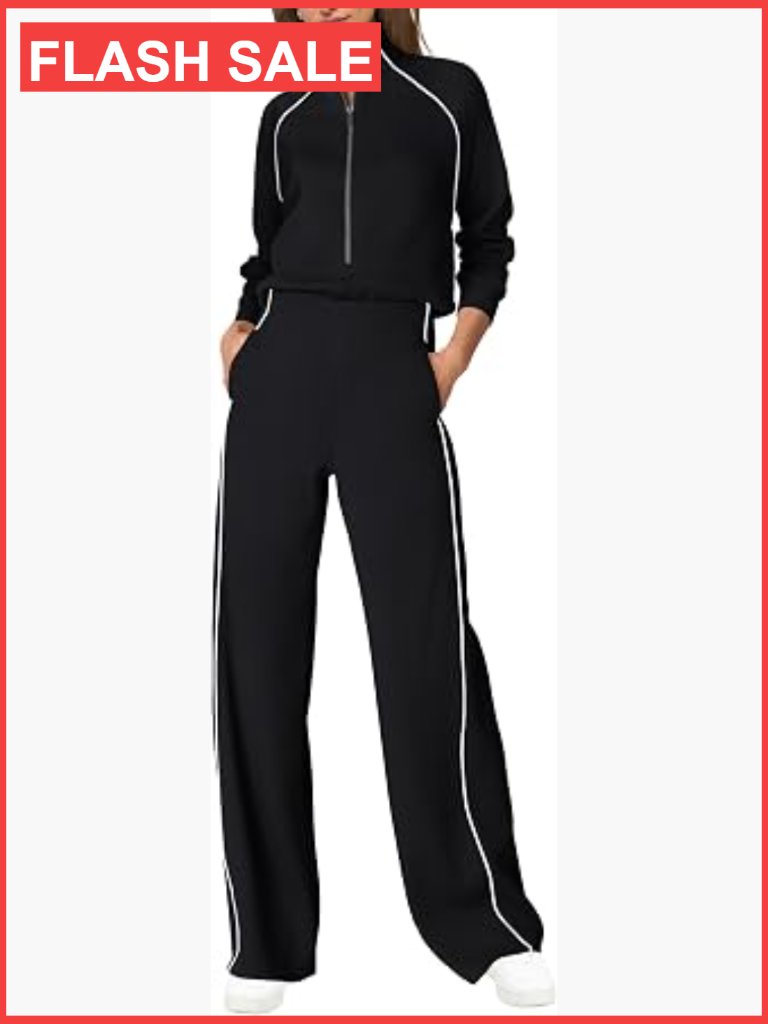 Womens Jumpsuit Casual Long Sleeve Wide Leg Mock Neck With Pockets